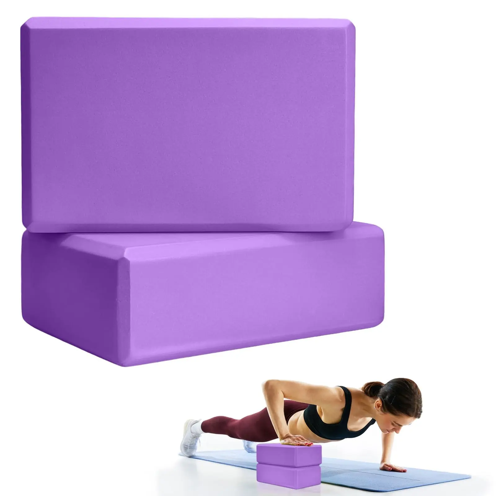 Yoga Brick 3x6x9 Inch Eva High Density Exercise Block, Dance Splits Stretching Tool, Professional Fitness Sculpting, Kids Adults Gym Training Support