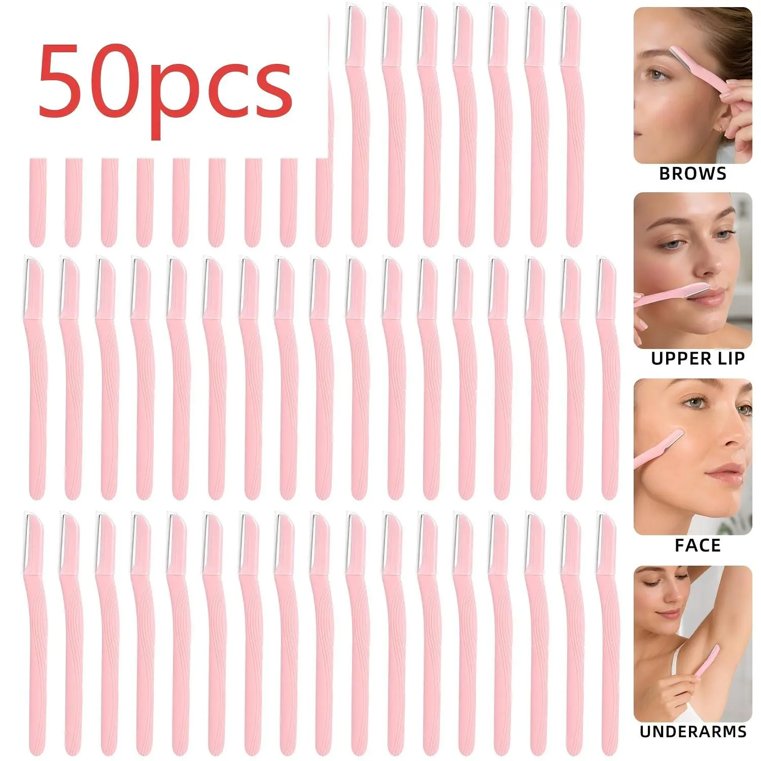 50pcs Pastel Color Eyebrow Razors, Anti-Slip Handle, Protective Cover, Safe Dermaplaning Shaver, Multipurpose Beauty Tools