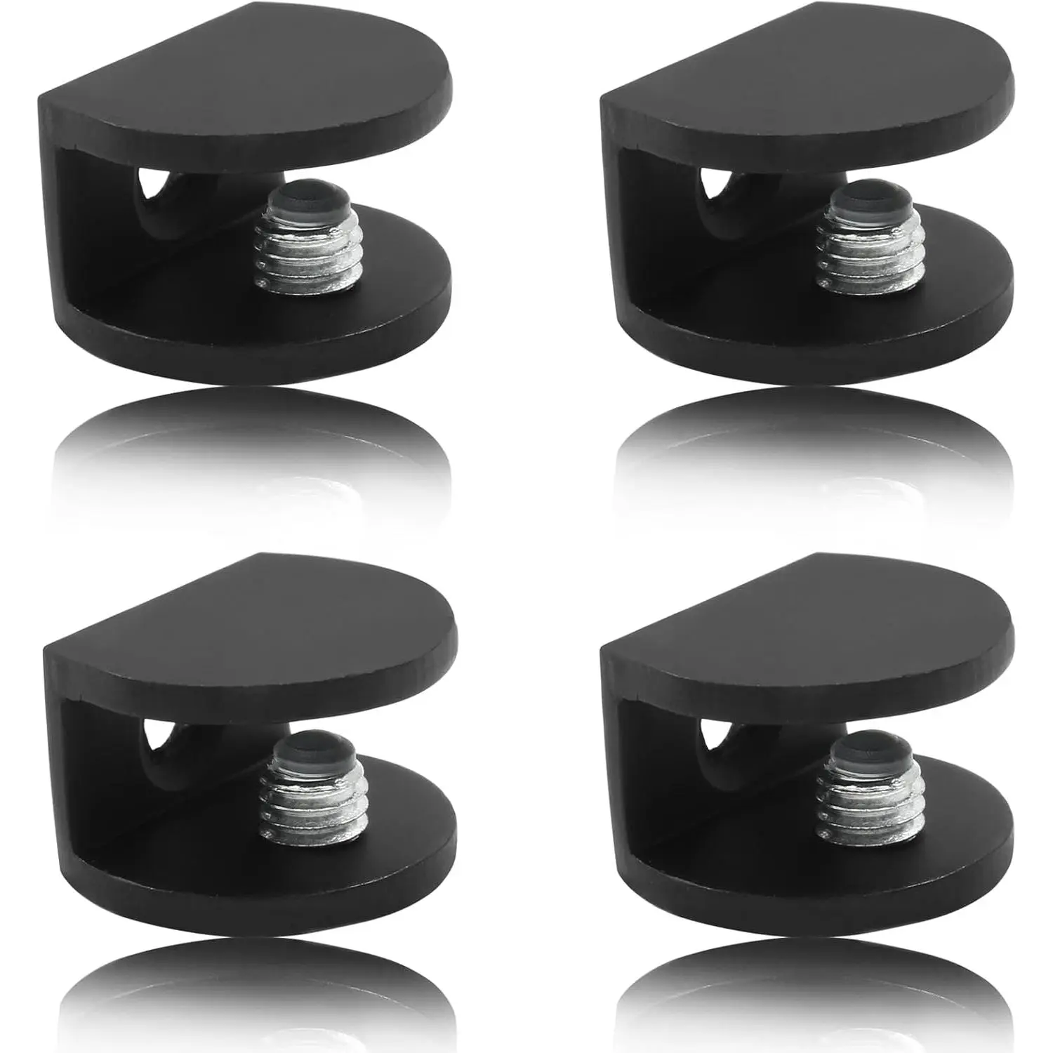 8 count Black Glass Shelf Bracket 5-8mm |  Alloy, Wall Mount, with Screws
