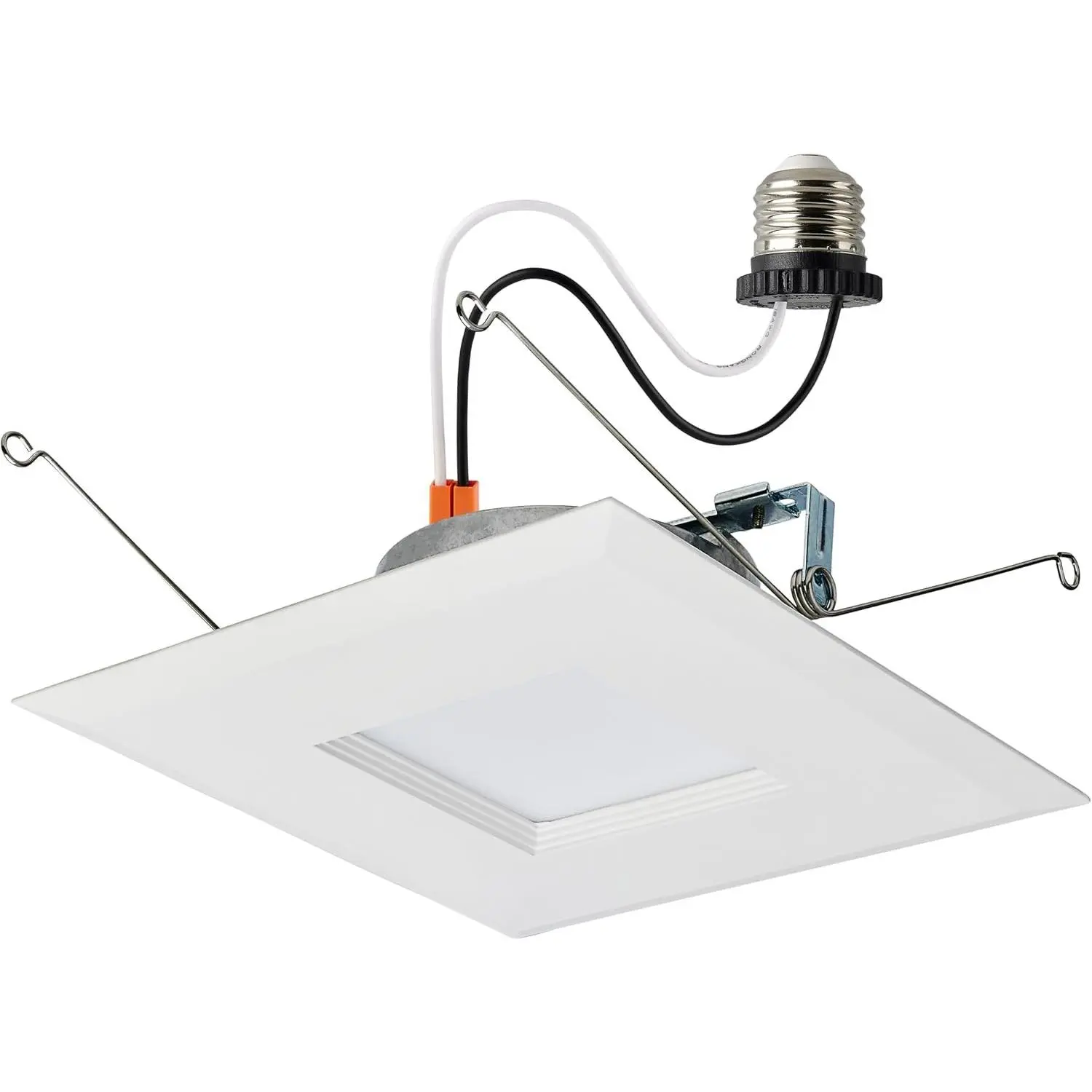 LED Retrofit Downlight with Stepped Baffle, CCT Selectable 2700K/3000K/3500K/4000K/5000K, 5-6 Inch Square, White