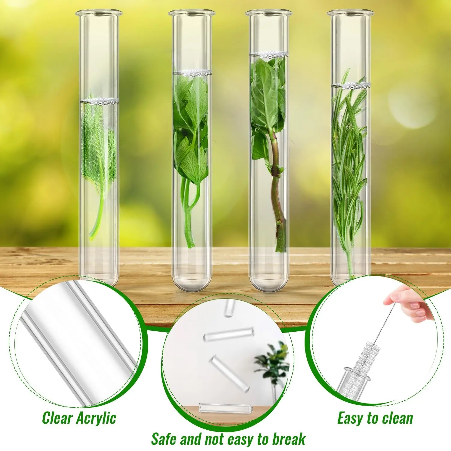 10 pcs Plastic Test Tubes for Plant Propagation, 20ml Clear Test Lab Tube for Scientific Experiments Round Bottom Testing Tube for Home Office Desktop Decoration Bead Party Candy Storage