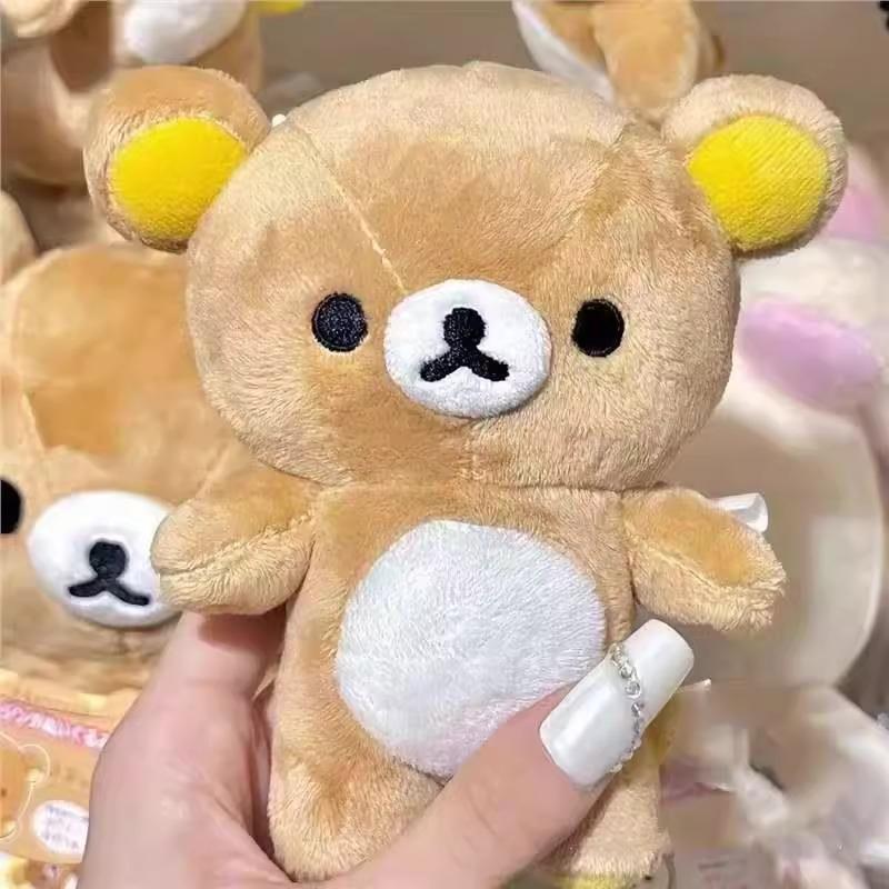 12cm Kawaii Rilakkuma Korilakkuma Plush Toy Keychain Kawaii Brown White Bear Stuffed Bag Charm Cute Birthday Gifts Girl
