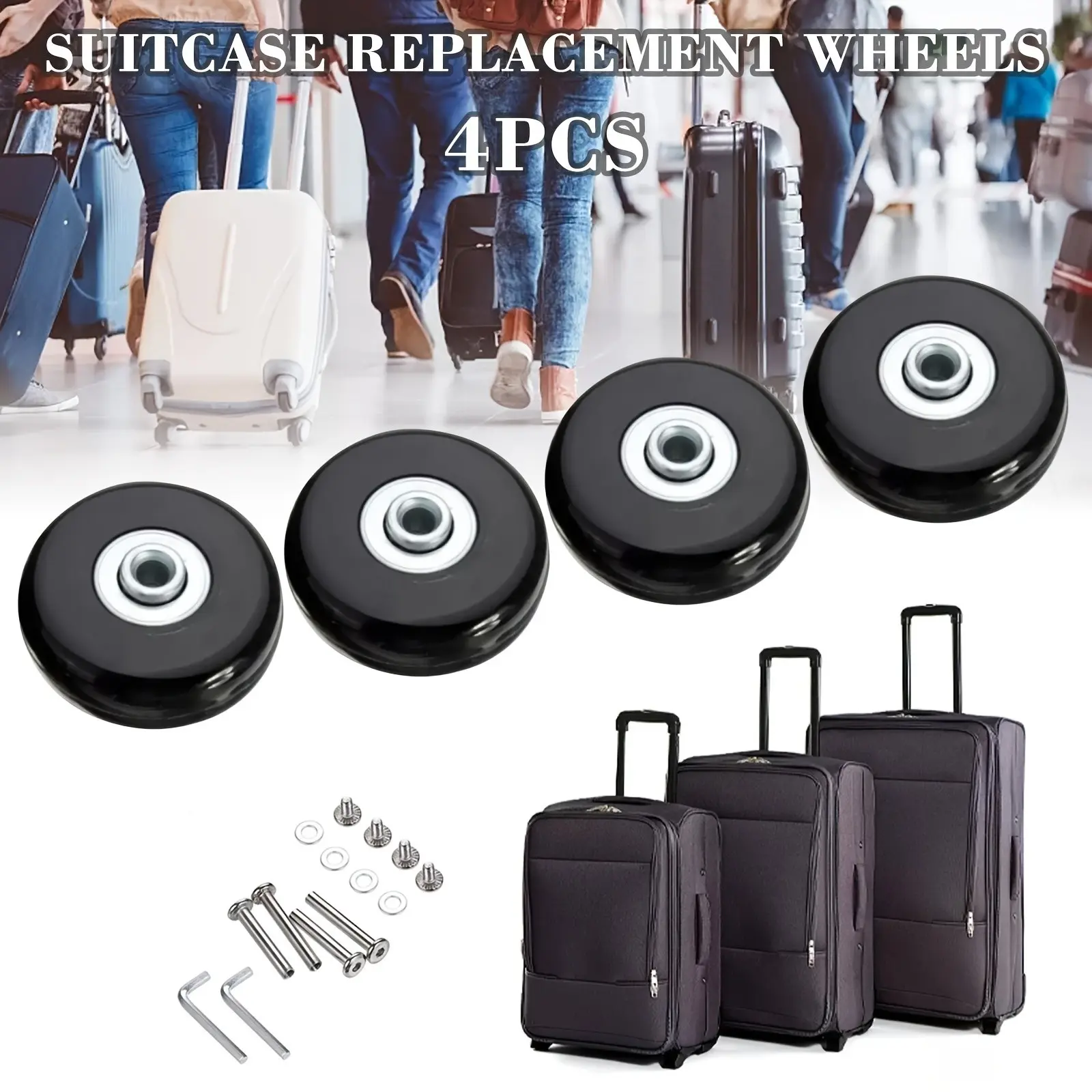 2pcs Luggage Suitcase Replacement Wheels Axles, Durable Travel Gear Accessories, Essential Repair Parts for Smooth Rolling