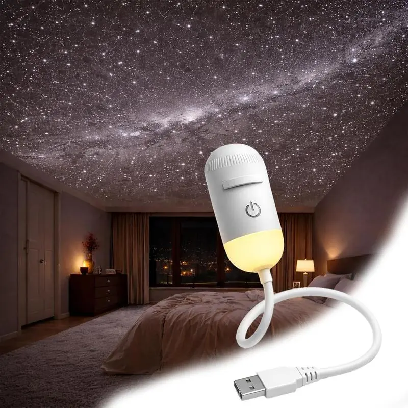 2 in 1 Galaxy Projector: Starry Sky Projector and Night Light, with USB, for Bedroom, Hallway, and Ceiling Decoration