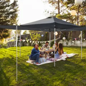 summerwins 10x30 Outdoor Pop-Up Canopy Tent, Sturdy Adjustable 210D Oxford Fabric Gazebo with 2 Removable Sidewalls, 300 Sq. Ft. Shade, UV-Resistant Waterproof Shelter for Patio Camping (Carry Bag Included, Assembly Required)