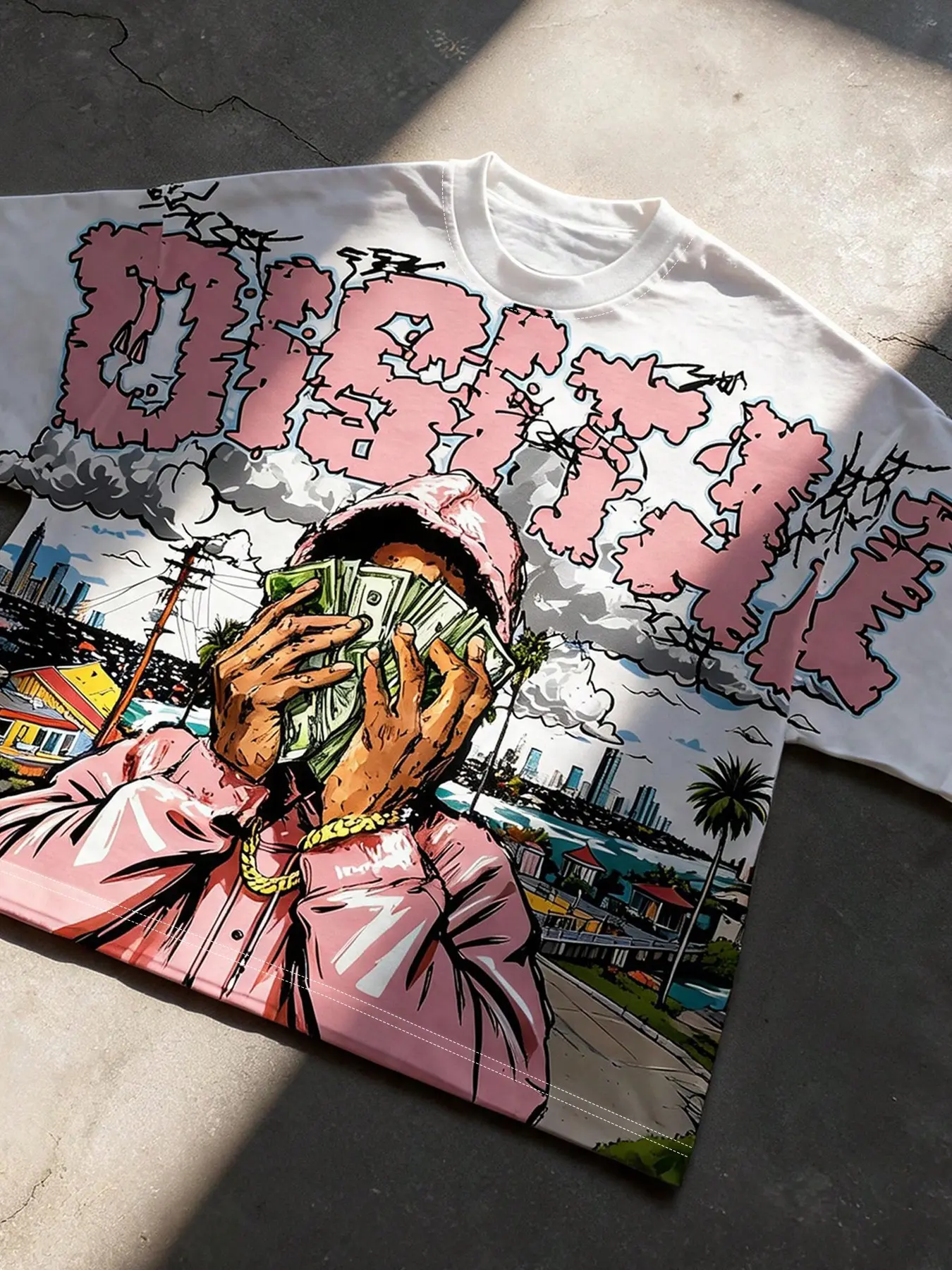 Men's Fashion Streetwear T-Shirt, Creative Dollar Graffiti Print, Comfortable Soft Fabric, Multiple Colors, Loose-Fit Versatile Top for All Seasons