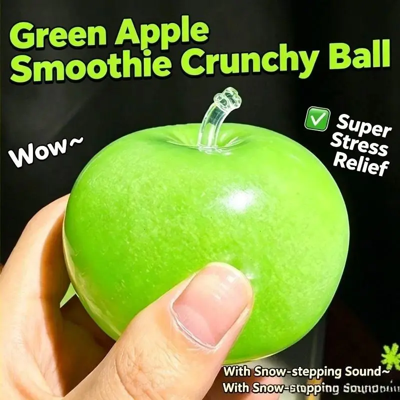 Green Apple Slushie Stress Ball Stress Relief Fidgeting Squishy Toy Crunchy Moldable Non-Bounce Sensory Fidget Toy Medium Grip Strength Training Gift