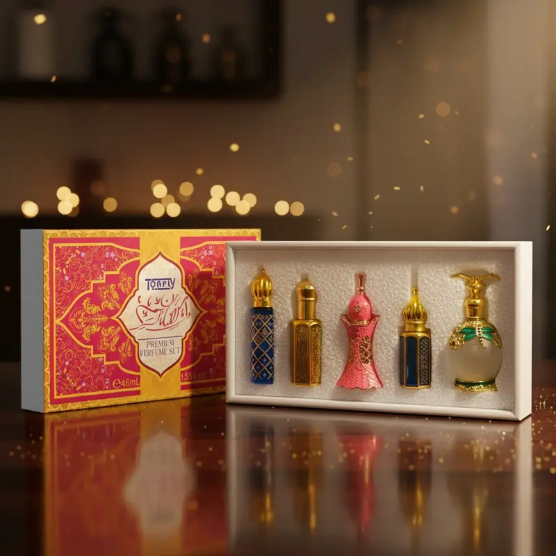 Tonfly Luxury Arabian Perfume Set, Unique, 5 Pieces, Alcohol-Free, 46ML Each, Non-Toxic, Single Item, Ideal for Fragrance Lovers