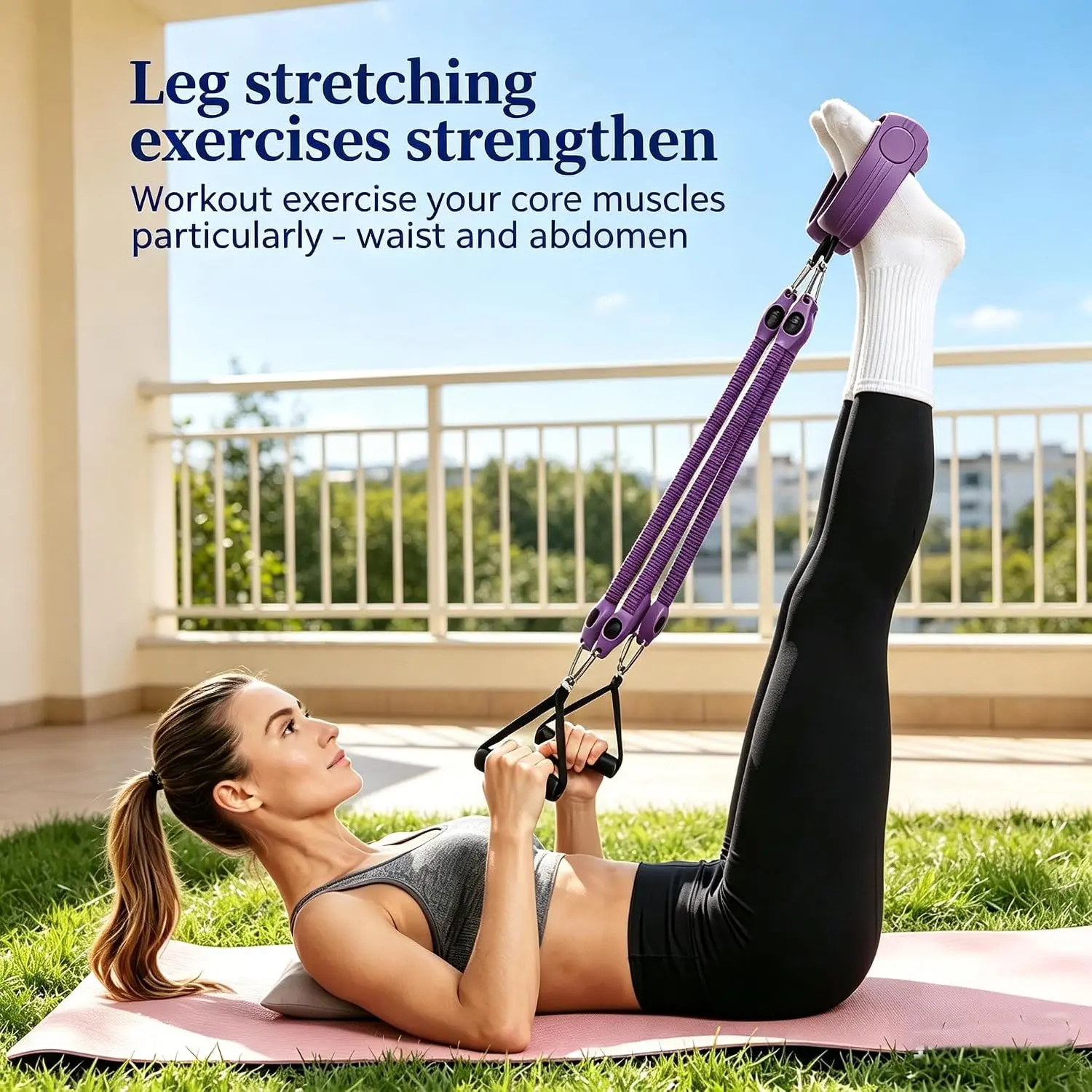 Multi-Functional Resistance Band Set with Handle, Sit-Up Exercise Equipment for Abdominal, Waist, Arm, Core Training, Fitness Gear