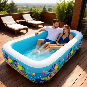Large Inflatable Pool, Yard Relaxation Water Pool, Thickened Air Cushion Structure, Stable Support, Portable, Quick Inflate & Drain