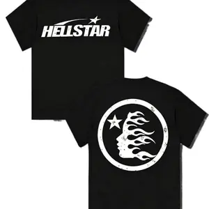 [🔥⭐Sale Up To 50%]TLXT 100% Cotton Hell Star Pattern Double Sided Printed T-Shirt – Premium Crew Neck Casual Streetwear Tee, High Quality Short Sleeve Top for Spring & Summer, Unisex Fashion Outfit, Comfortable Everyday Wear Graphic Shirt