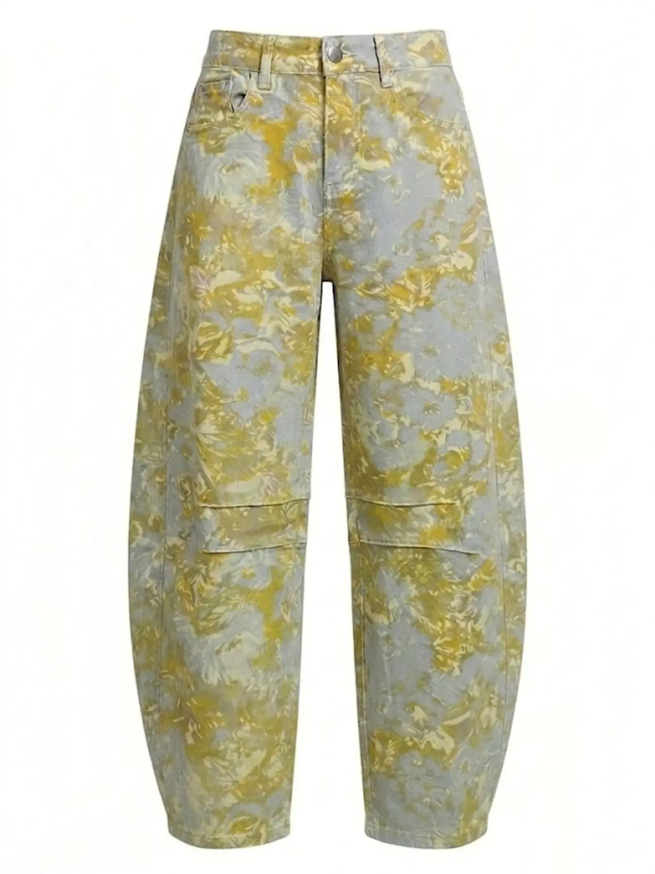 Women's Boho Print Mid-Waist Wide Leg Jeans, Vintage Y2K Loose Barrel Pants, Pocket Design, Perfect for Club and Outdoor Activities, Casual