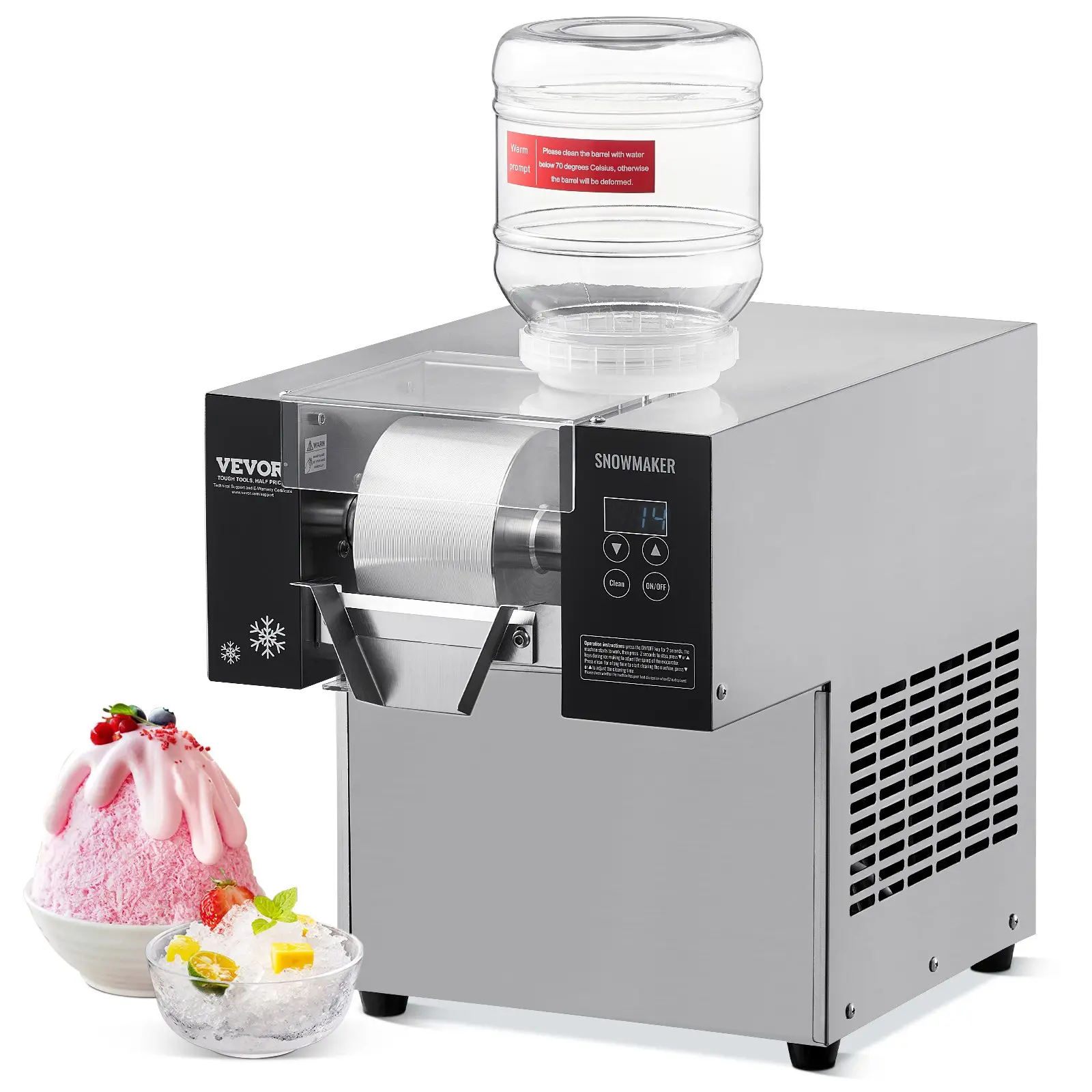 【DealsForYouDays】VEVOR Commercial Snowflake Ice Machine, 176.4LBS/24H Snowflake Ice Maker, Stainless Steel Ice Shaver Machine, Electric Snow Cone Maker, Air Cooling System for Rapid Heat Dissipation, for Bakery, Cafe