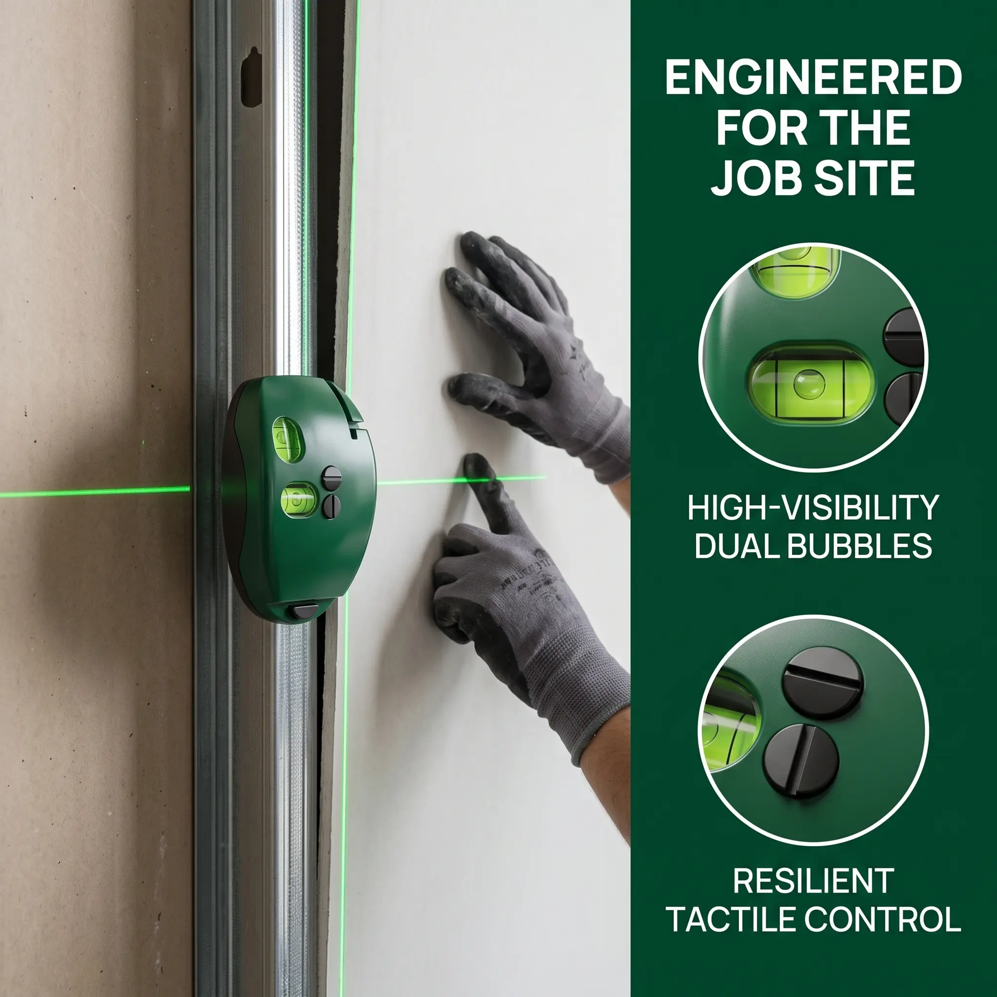 90 °   Self-Leveling Laser Level, High Visibility Red & Green Cross Line Laser Tool, Precise Alignment Layout Device for Tile Installation, Picture Hanging, Carpentry & Home Renovation
