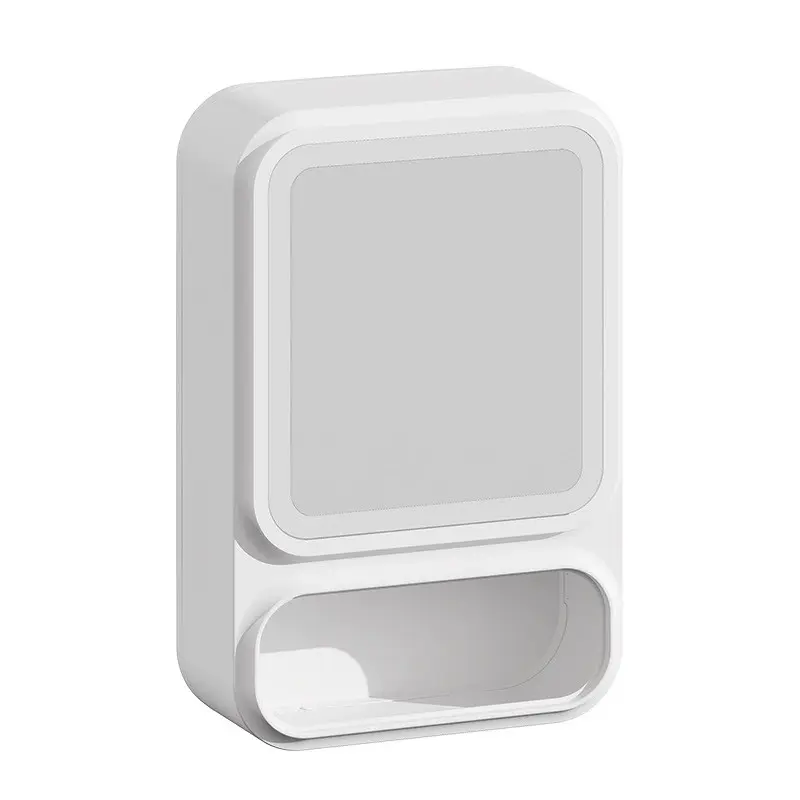 1-Piece wall-mounted bathroom locker (with mirror door) - non-punching installation, waterproof design for bathrooms. Modern plastic rack with hanging laminates and compartments, white compact cabinet for vanity storage Modern storage cabinets