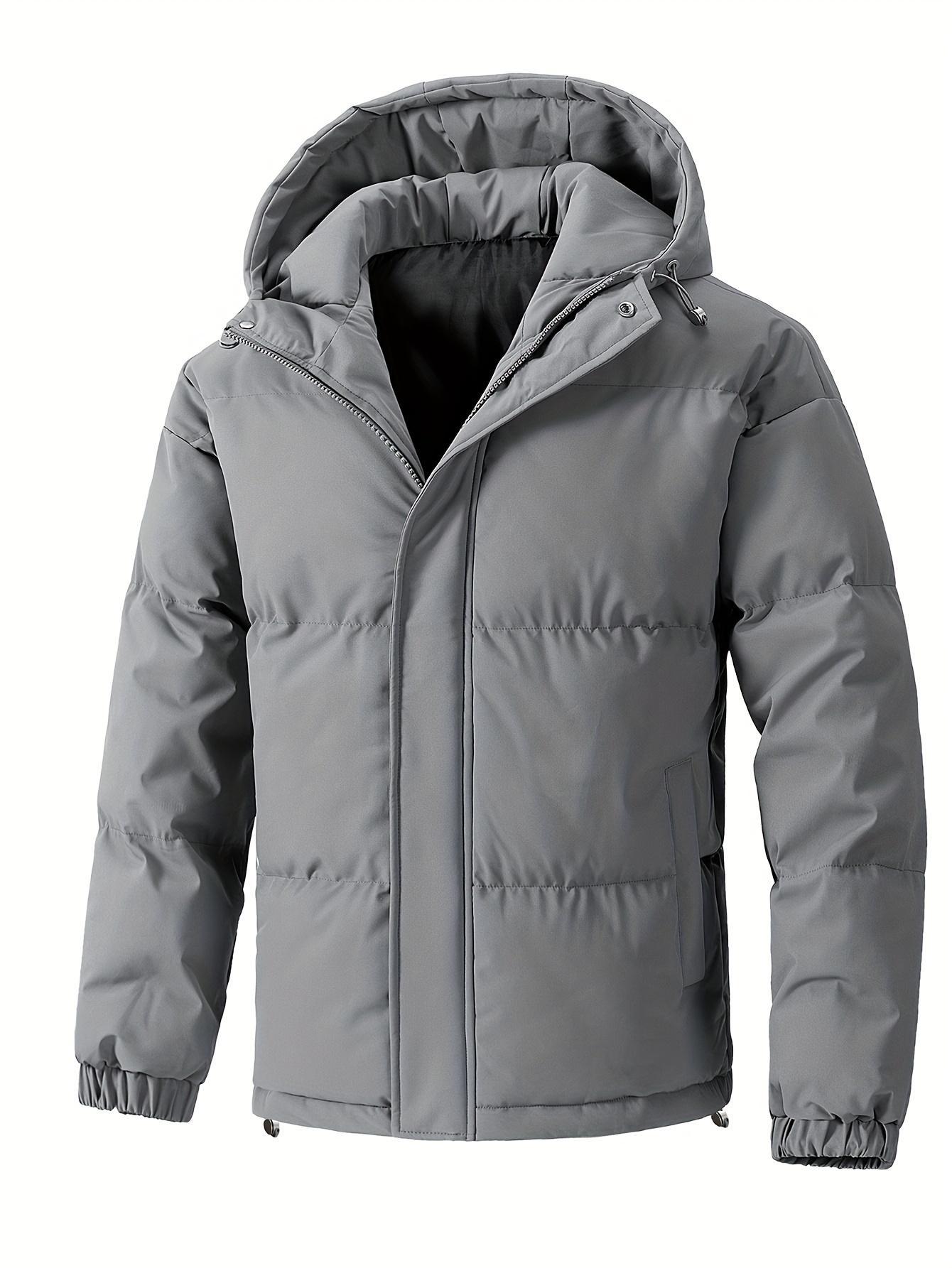 Men's short hooded thick warm cotton jacket Large windproof loose casual bread jacket American style minimalist multi pocket thick cold resistant down jacket