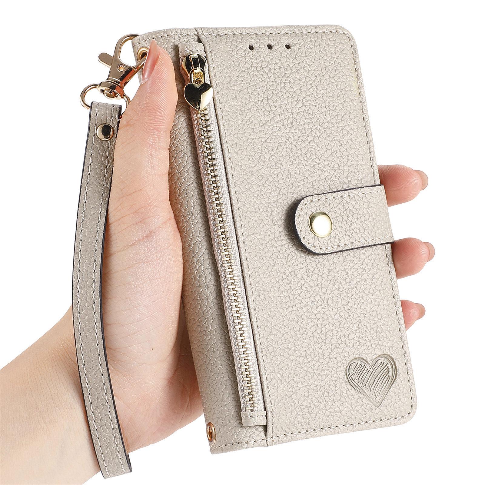Lychee Texture Zipper Wallet Case with Detachable Strap| [Color] For phone  11 12 13 14 15 16 17
