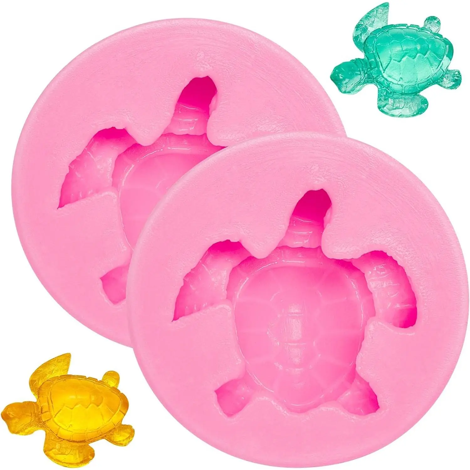 Boao 2 Pcs Sea Turtle Silicone Mold, Tortoise Candy Fondant Chocolate Mold for DIY Baking Cake Desserts Decoration Tools
