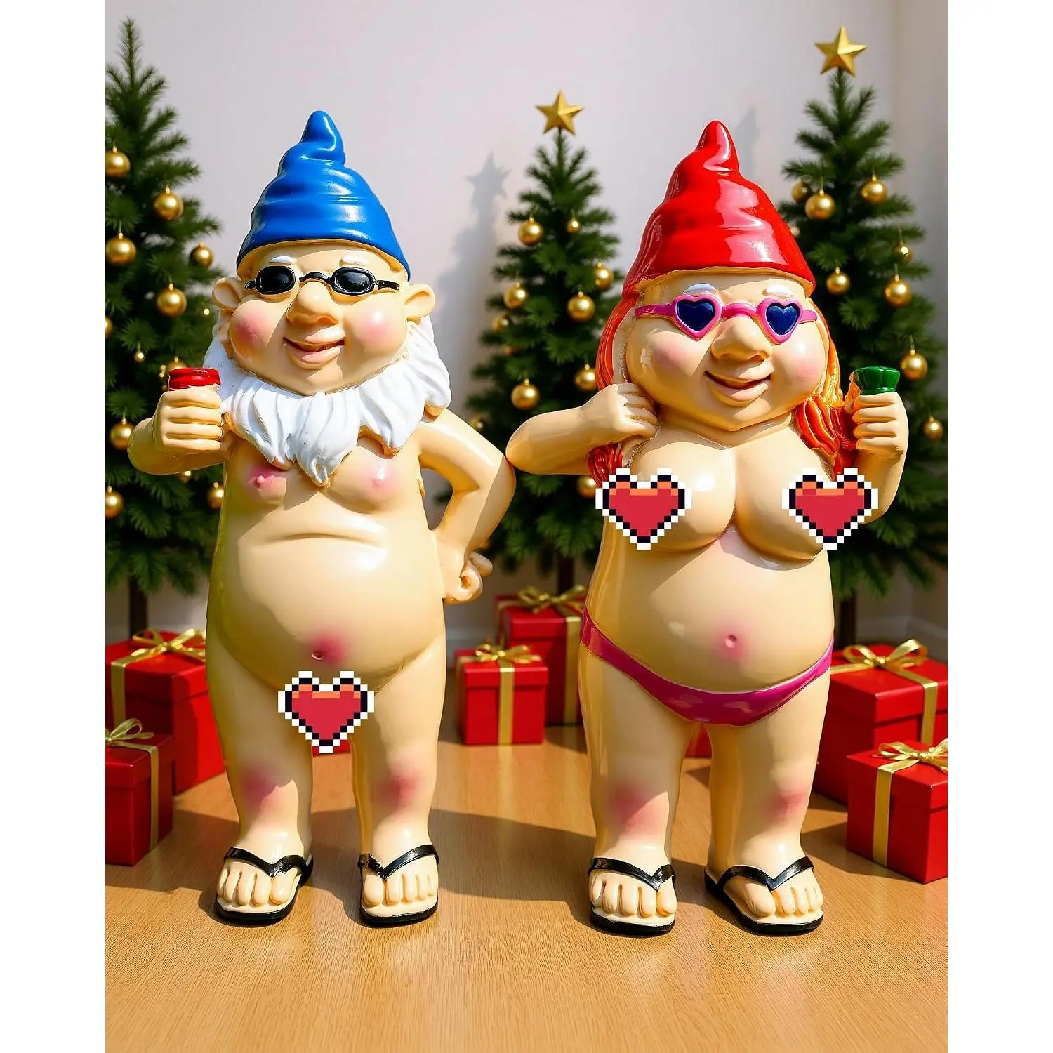 2-Count Decorative Hand Painted Synthetic Couple-Form Outdoor Garden Statues (4.7 in) - Yard Lawn Decor, Gift Ideas for Housewarming, Holiday Gifting