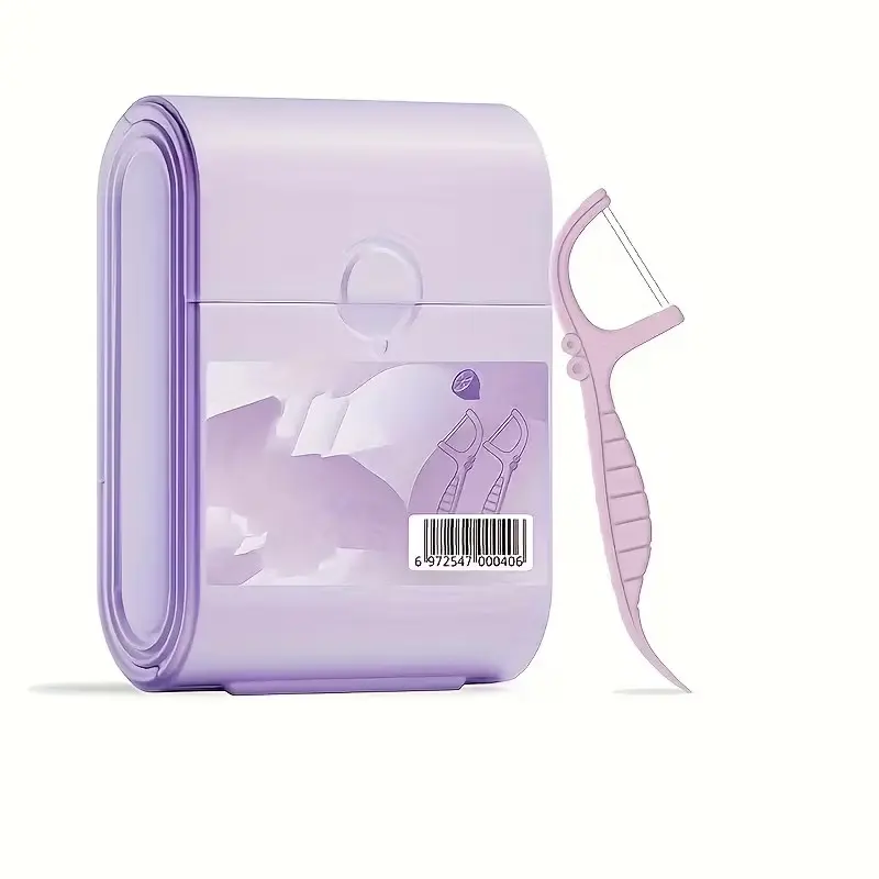 Portable Layered Dental Floss Box, Mint Flavor Dual Thread Floss Sticks, Toothpicks, 52 Pieces, PP Material, Oral Care, Home Travel Dining Companion