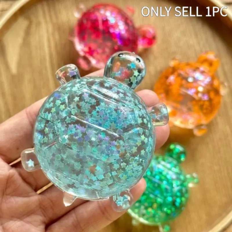 Shiny Turtle Stress Relief Toy, Tactile Pressure Ball, Calming Stress Ball, Fluid Sensory Toy, Sensory Pressure Release, Cute Animal Desk Toy, Adult Relaxation Gift, Birthday Party Prize