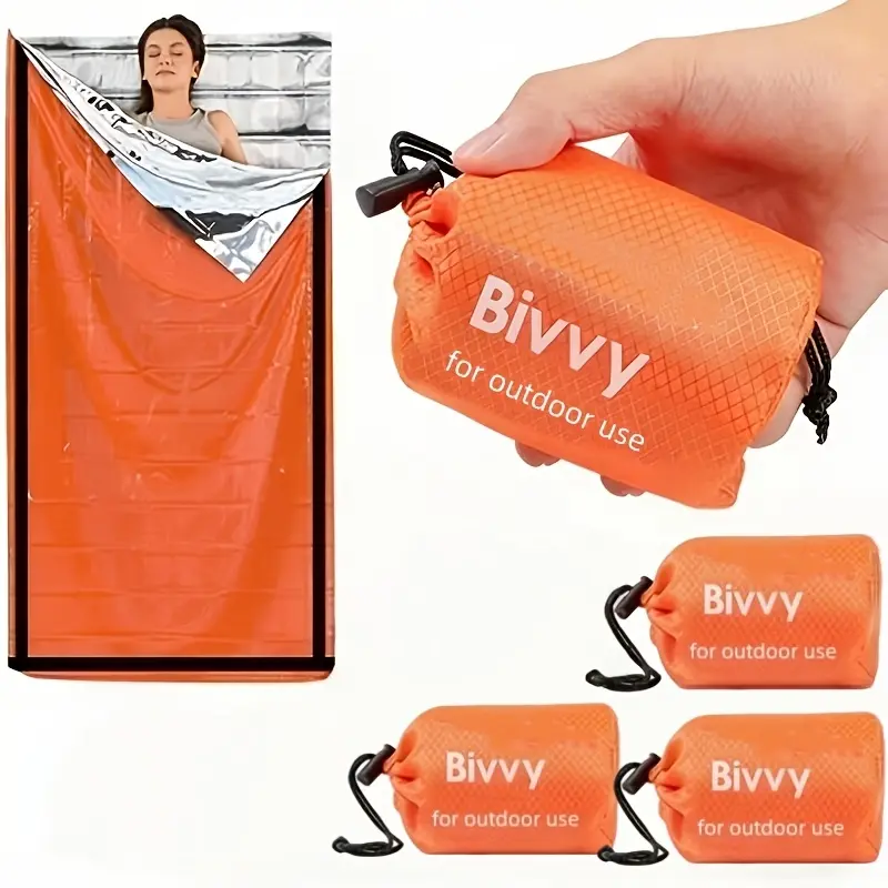 Emergency Thermal Sleeping Bag & Survival Blanket – Lightweight Waterproof Mylar/PE Insulation Blanket – Portable Cold Weather Gear for Camping, Hiking & Backpacking