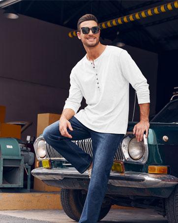 Beotyshow Mens Distressed Henley Shirts Retro Long Sleeve Tee Shirts Casual Button Down Washed T-Shirts for Men Cotton Menswear