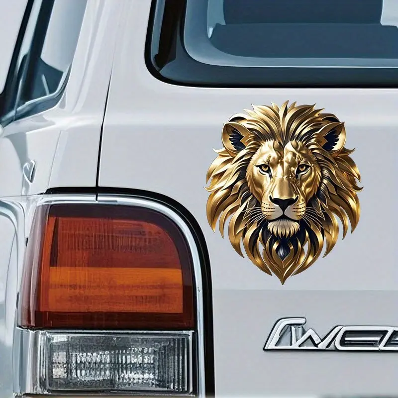 3D Lion Vinyl Sticker - King of the Forest Cartoon Design, Durable Self-Adhesive Decal, Car Decals, Suitable for Cars, RVs, Bicycles, Laptops Helmets - Outdoor and Indoor Weatherproof, Motorcycle Decoration, High-Quality Printing