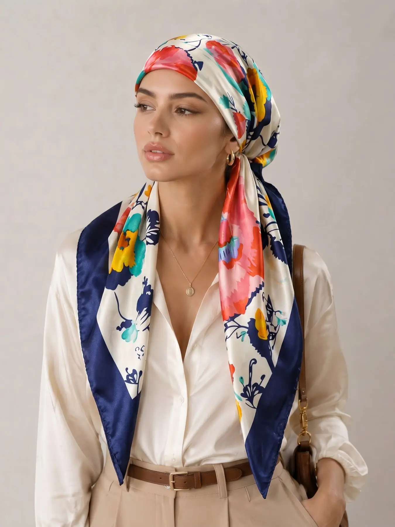 Women's Floral Print Headscarf Hat, Breathable Lightweight Scarf, Satin Hair Cap, Fashion Daily Accessory, All Seasons, Gift Idea