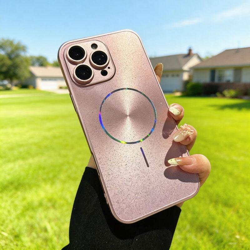 Luxury CD Texture Laser For Magsafe Lens Protector Case For iPhone 17 Air 16 15 14 13 12 Pro Max Wireless Charge Glitter Cover