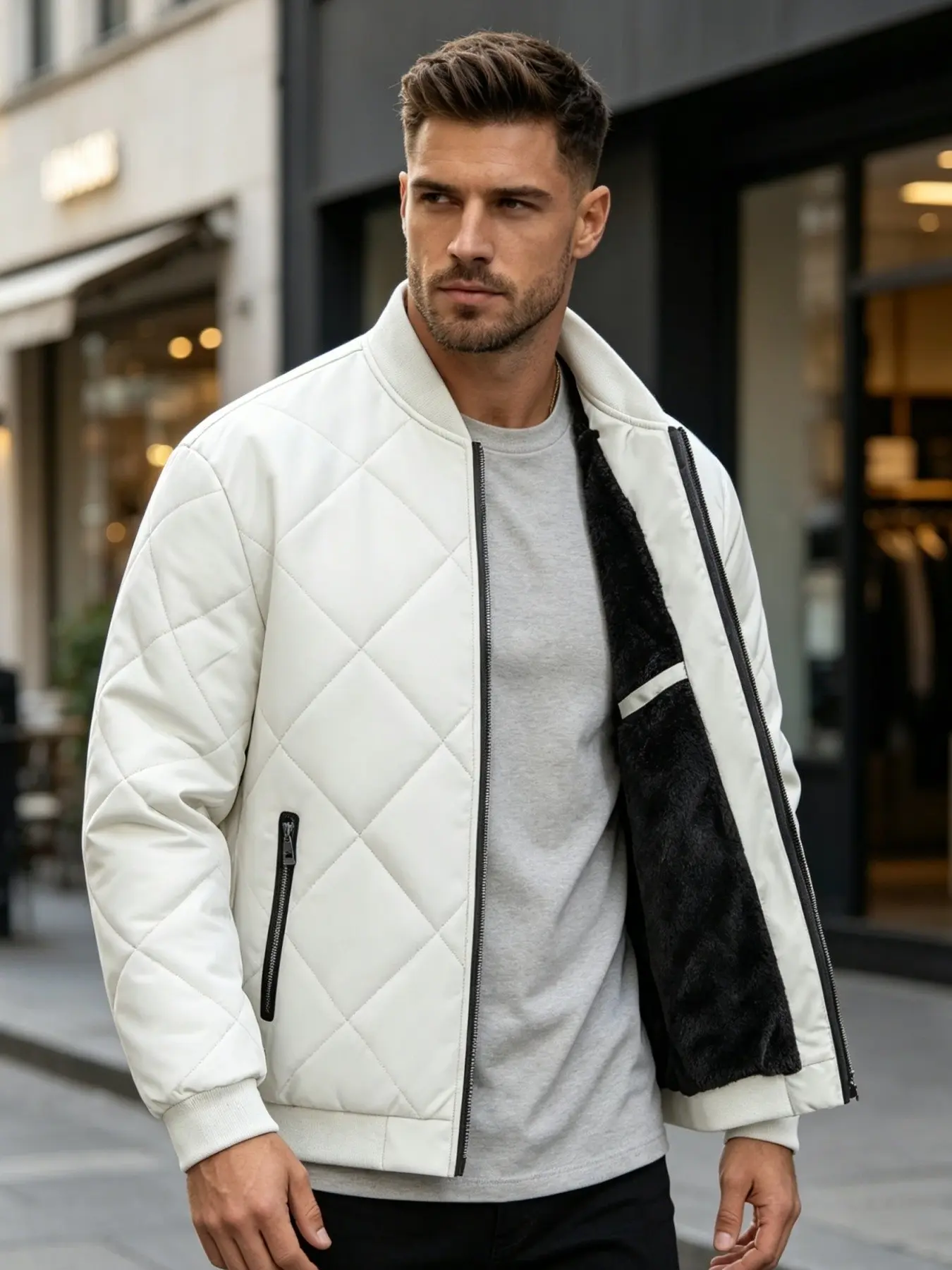 Men's Winter Outdoor Warm Jacket, Baseball Style Coat, Thick Lining Versatile Jacket, Fashion Casual Outerwear, Perfect for Fall & Winter Wear