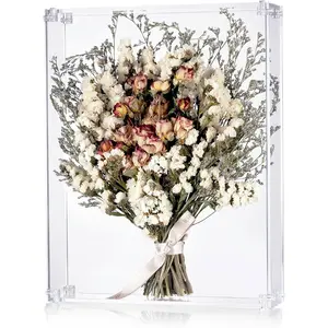 11x14 Acrylic Shadow Box, Assemble Display Case, DIY Tabletop/Wall Mount Display Frame, All Clear Memory Box for Dried Flowers/Kids Room/Birthday/Wedding(11x14x3”, Need to be Assemble)