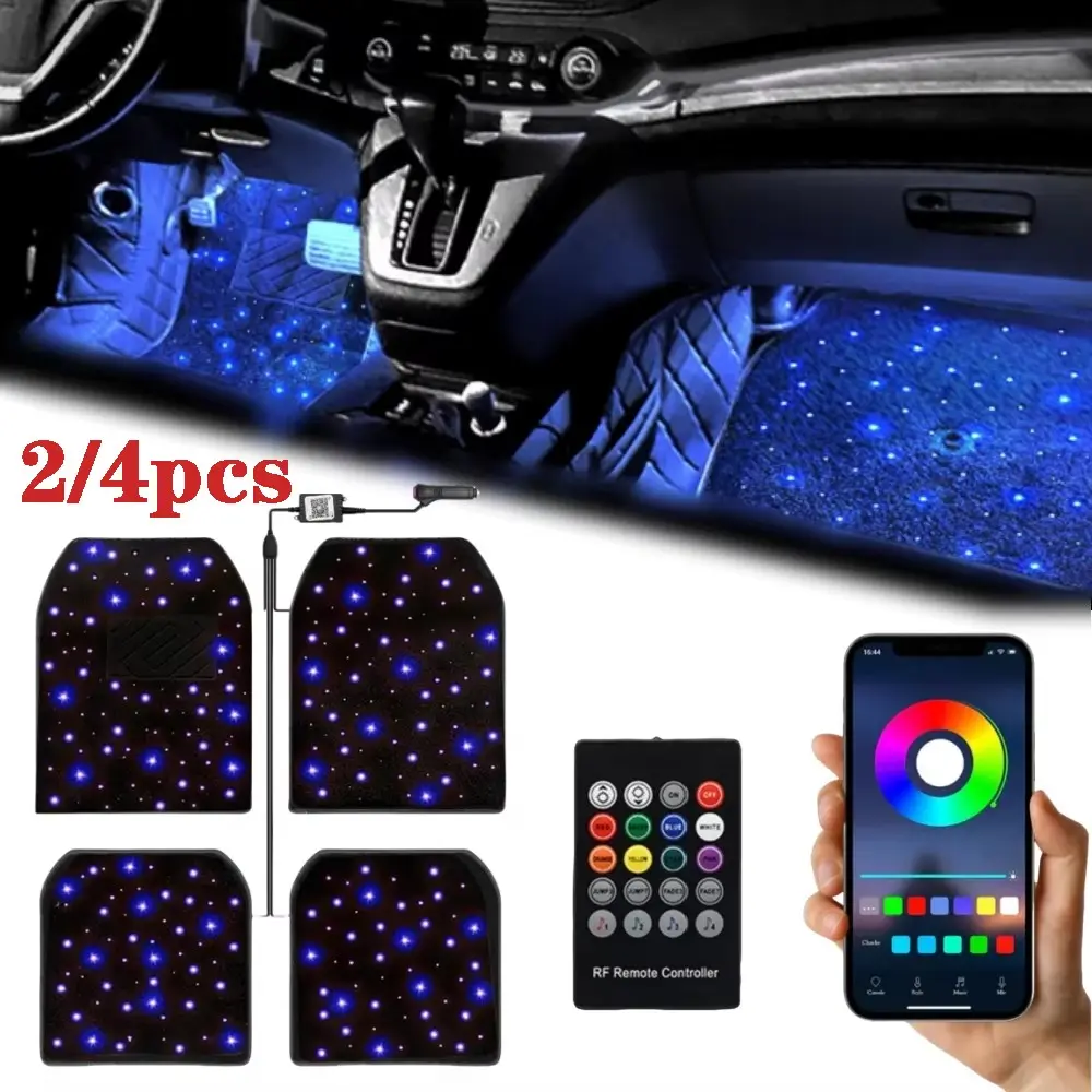 Starlight Car Floor Mat, LED Galaxy Light, Indoor Environment Illumination, Car Footrest Carpet, Starry Car Interior Decor, Auto Accessories, Car Accessory