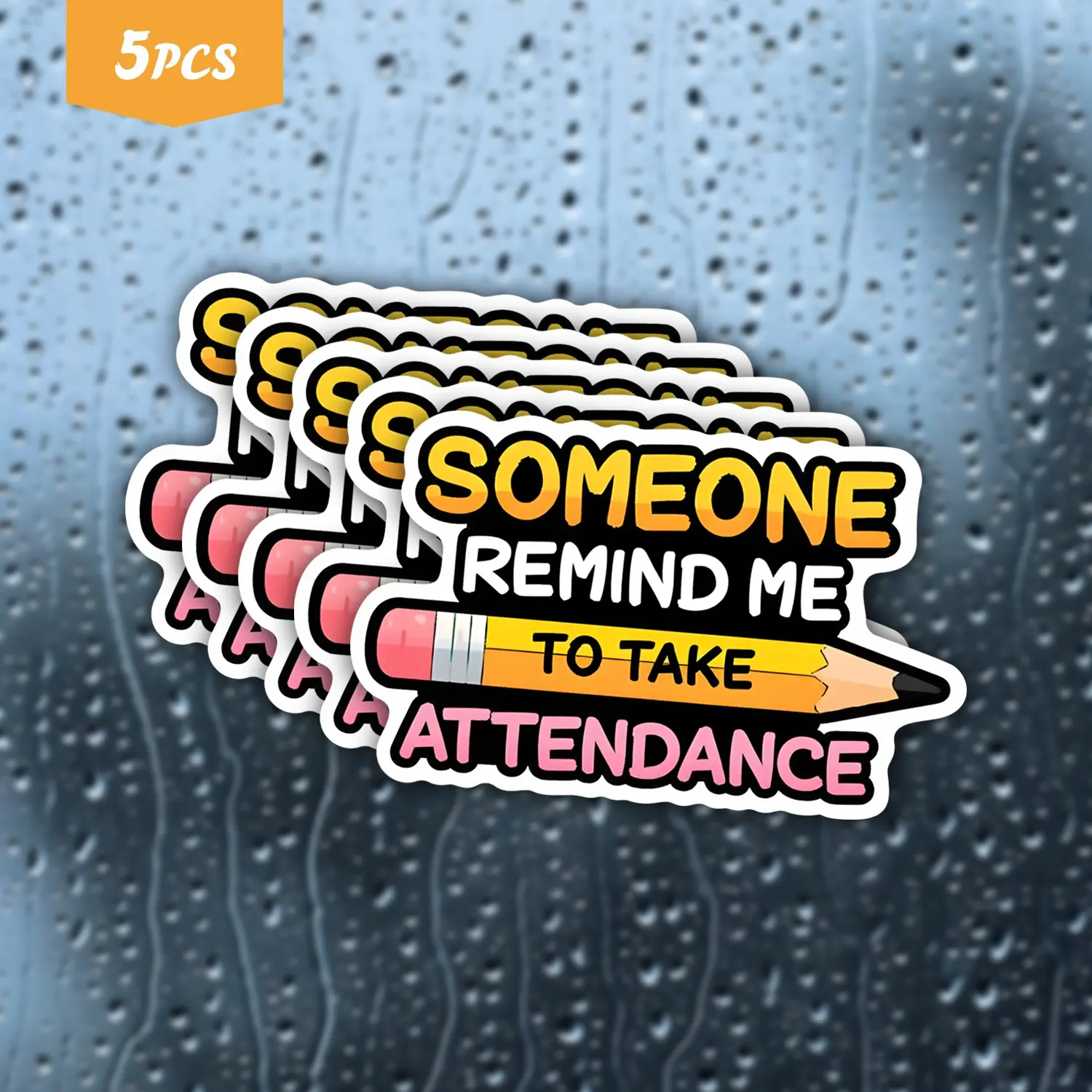 5PCS "Someone Remind Me To Take Attendance" Teacher Waterproof Vinyl Stickers, Funny Classroom Quote Decals for Water Bottles, Laptops, Planners, Ideal for Educators