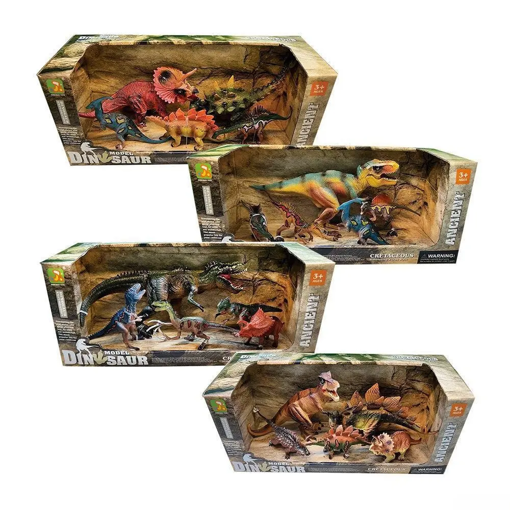 6PCS Realistic Jurassic Dinosaur Plastic Figurine Set - T-Rex, Pterosaur, Triceratops Mixed Styles, Gift Box Packaged DIY Bag Accessories for Collectors, Figurines, Jurassic Dinosaur Models, Style A: As Shown In The Figure., No
