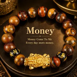 Arpurraina Feng Shui Pixiu Tiger Eye Bracelet for Wealth and Prosperity, Money Attraction Charm Bracelet, Lucky Feng Shui Protection Bracelet, Crystal Healing Beaded Bracelet for Abundance, Success, Good Fortune and Wealth men