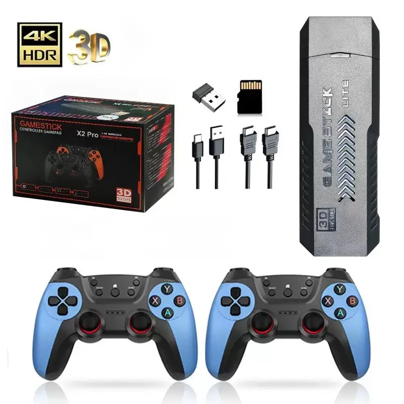 X2 Pro Retro Wireless Game Controllers, 4K Classic Games, Plug-And-Play HDMI, 64GB Wireless, Dual 2.4g, Home Entertainment, Christmas Gift