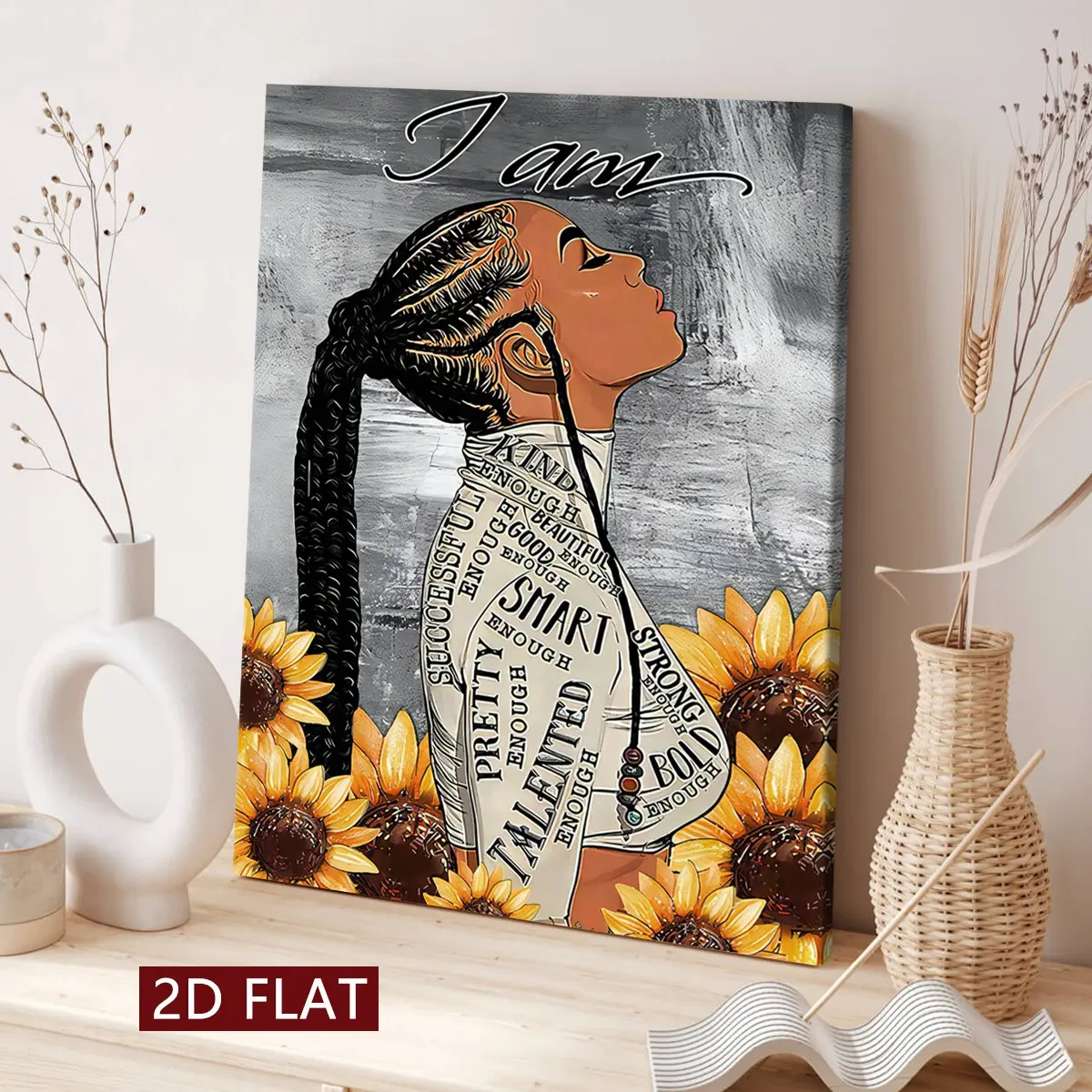 Sunflower Inspirational Artwork Poster, Modern Wall Decor, Waterproof Canvas Print, Ideal for Living Room, Bedroom, Office, Fun Home Decoration