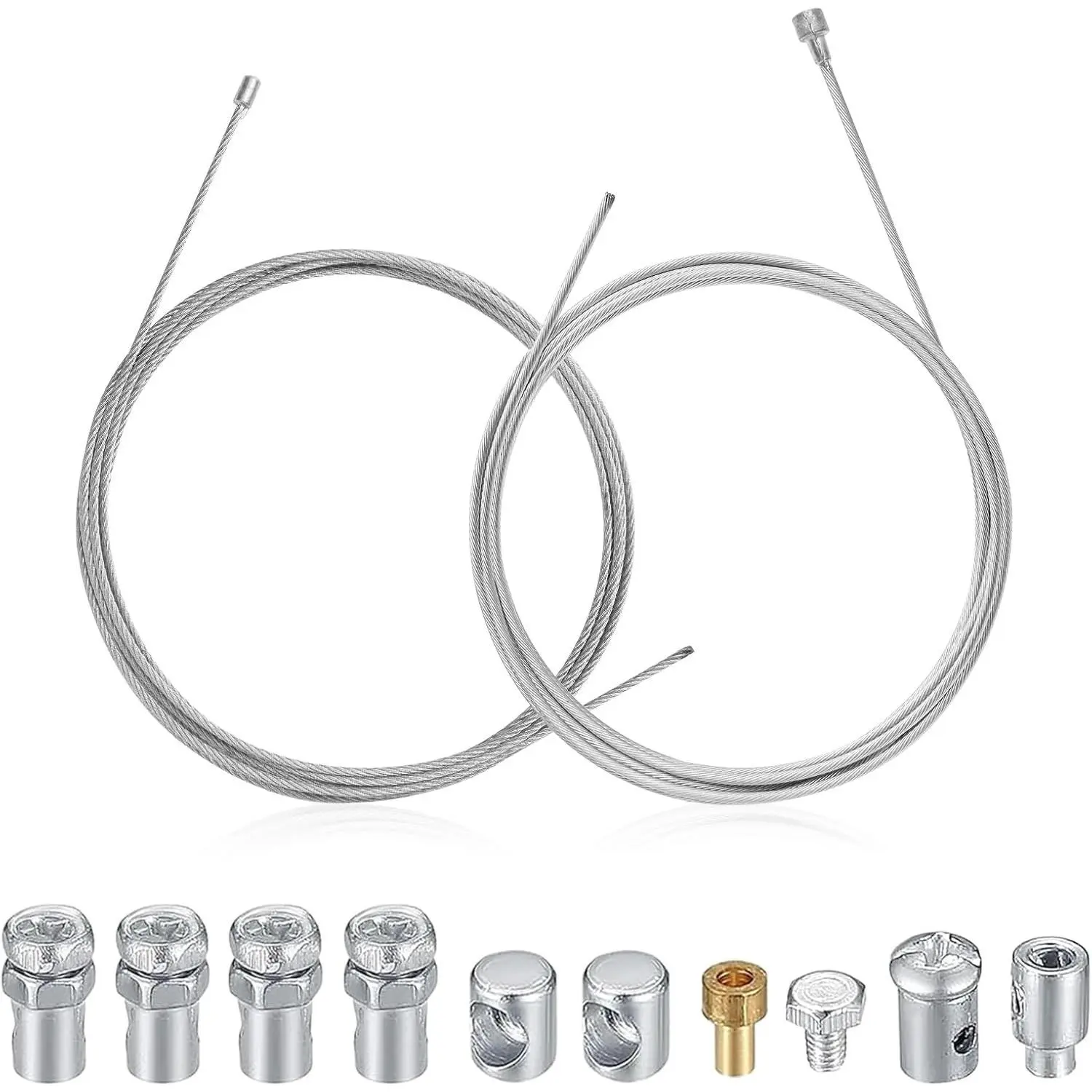 Motorcycle Emergency Throttle Clutch Brake Cable Repair Kit, Road Bike Brake Shifter Cable, Bicycle Gear Cable Inner Replacement Set for Motorcycle Road Mountain Bike, Silver