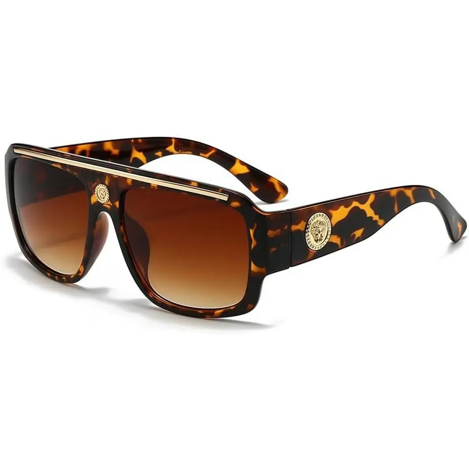 Women's Retro Hip Hop Fashion Sunglasses - Bold Square Full Rim Tortoiseshell Plastic Frame, Cellulose Triacetate Vintage Hip Hop Look Eyewear for Men
