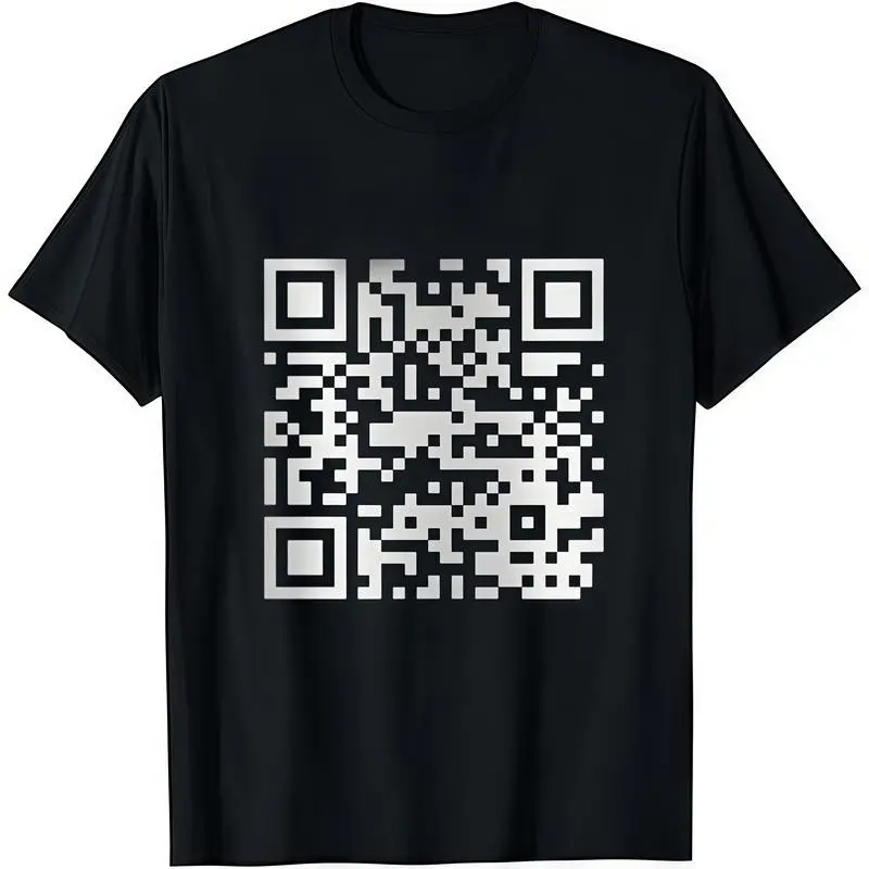 Men's Funny FU QR Code Graphic T-Shirt, Classic Short Sleeve Round Neck Soft Cotton Tee for Casual Everyday Streetwear, Shortsleeve, Tshirt, Qr Graphic Adds Personality, Graphic Tees