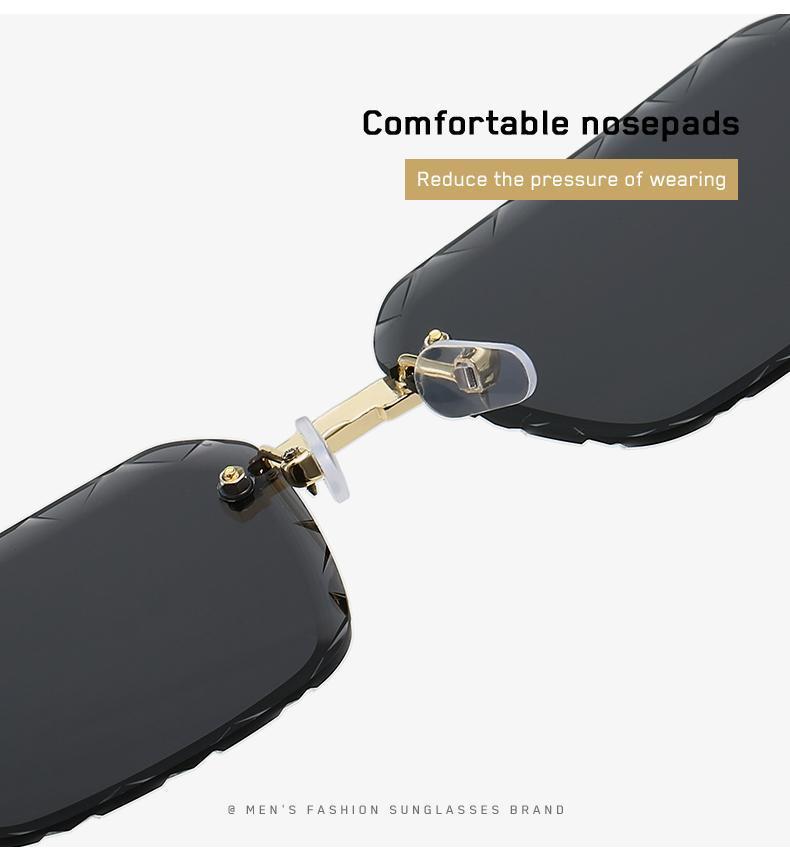 Rimless Square Metal Sunglasses for Men Women, UV400 Protective Fashion Luxury Eyewear for Beach Travel Daily Use