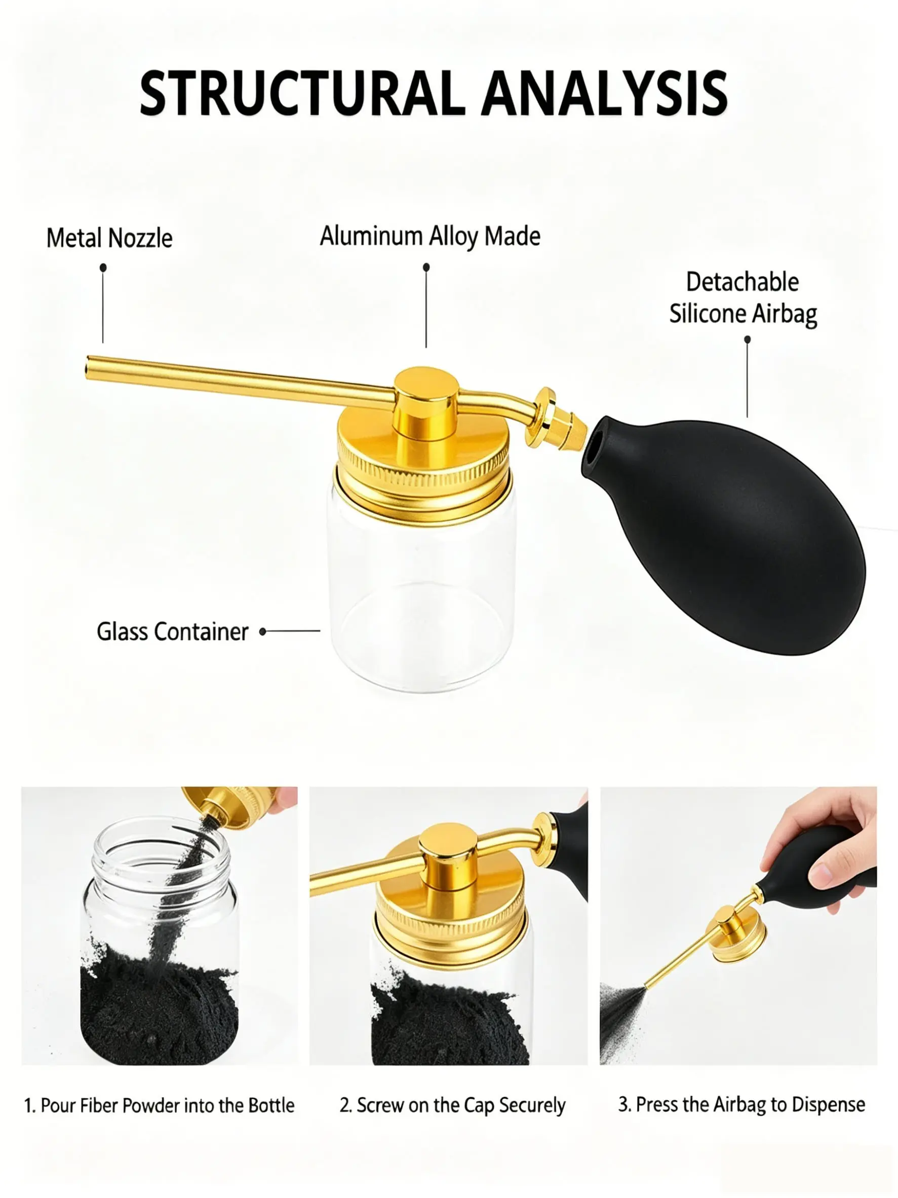 Professional Hair Powder Spray Bottle, Vintage Barber Style, Even Powder Dispersion, Salon Exclusive Tool, Hair Styling Tools, Available in 2 Colors