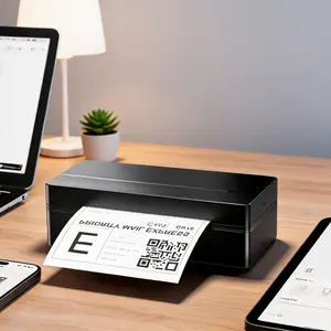 Wireless Bluetooth Thermal Shipping Label Printer, 4x6 Inch Label Maker for Shipping Parcels, Compatible with iOS & Android Mobile Devices, Works Seamlessly with Major E-commerce Platforms & Logistics Services, Black Finish