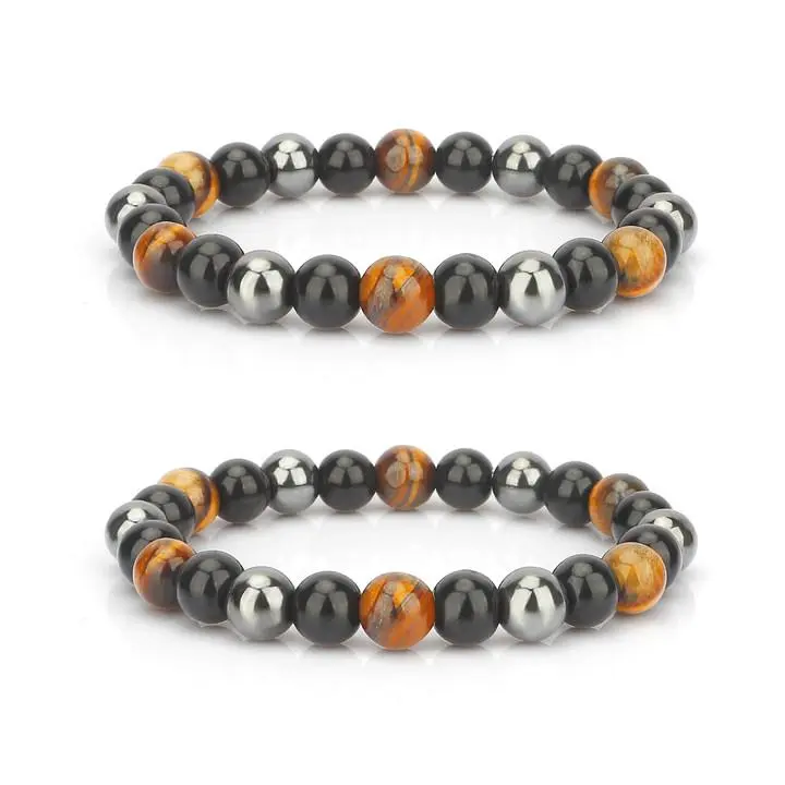 2Pcs Conscious Items Protection Bracelets for Women & Men, Healing Crystal Bracelet with Natural Stones for Energy Shielding, Grounding, Stress, & Negative Energy Protection