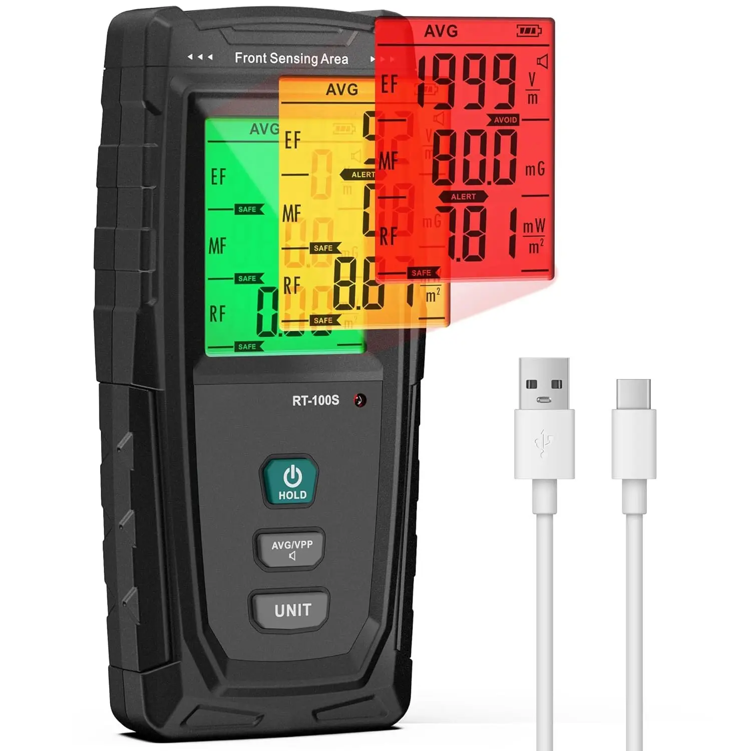 3 in 1 EMF Detector, Electromagnetic Field  Detector for EF, RF, MF, WiFi,5G Signal,Triple  Modes, Type-C , EMF Meter for , Office, and Paranormal Investigation
