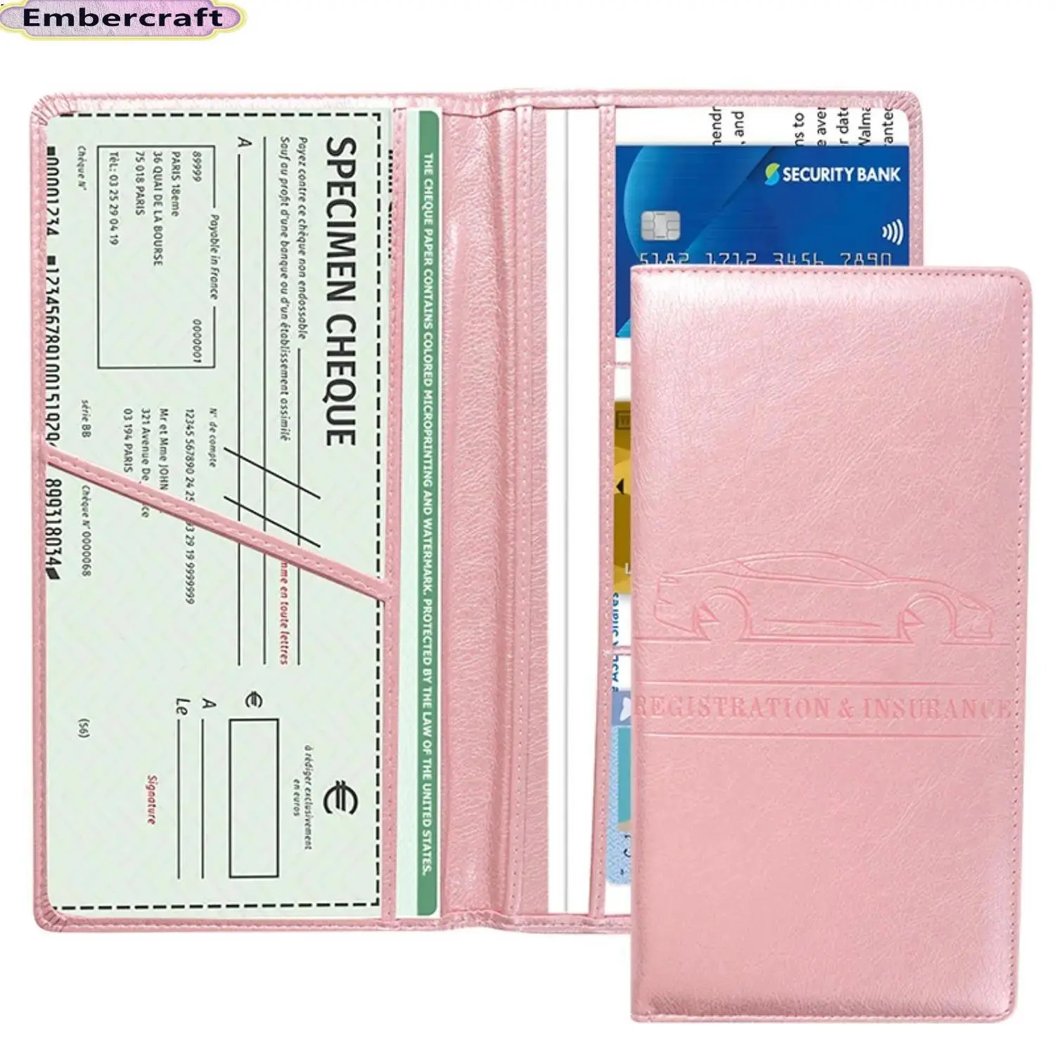 Aesthetic Pink PU Leather Car Document Holder for Women, Viral Cute Glove Box Organizer Wallet, Stylish Insurance Card & Registration Case, Slim RFID-Style Auto Storage Pouch, Waterproof Travel Essential for Daily Driving, Road Trips & On-the-go Use