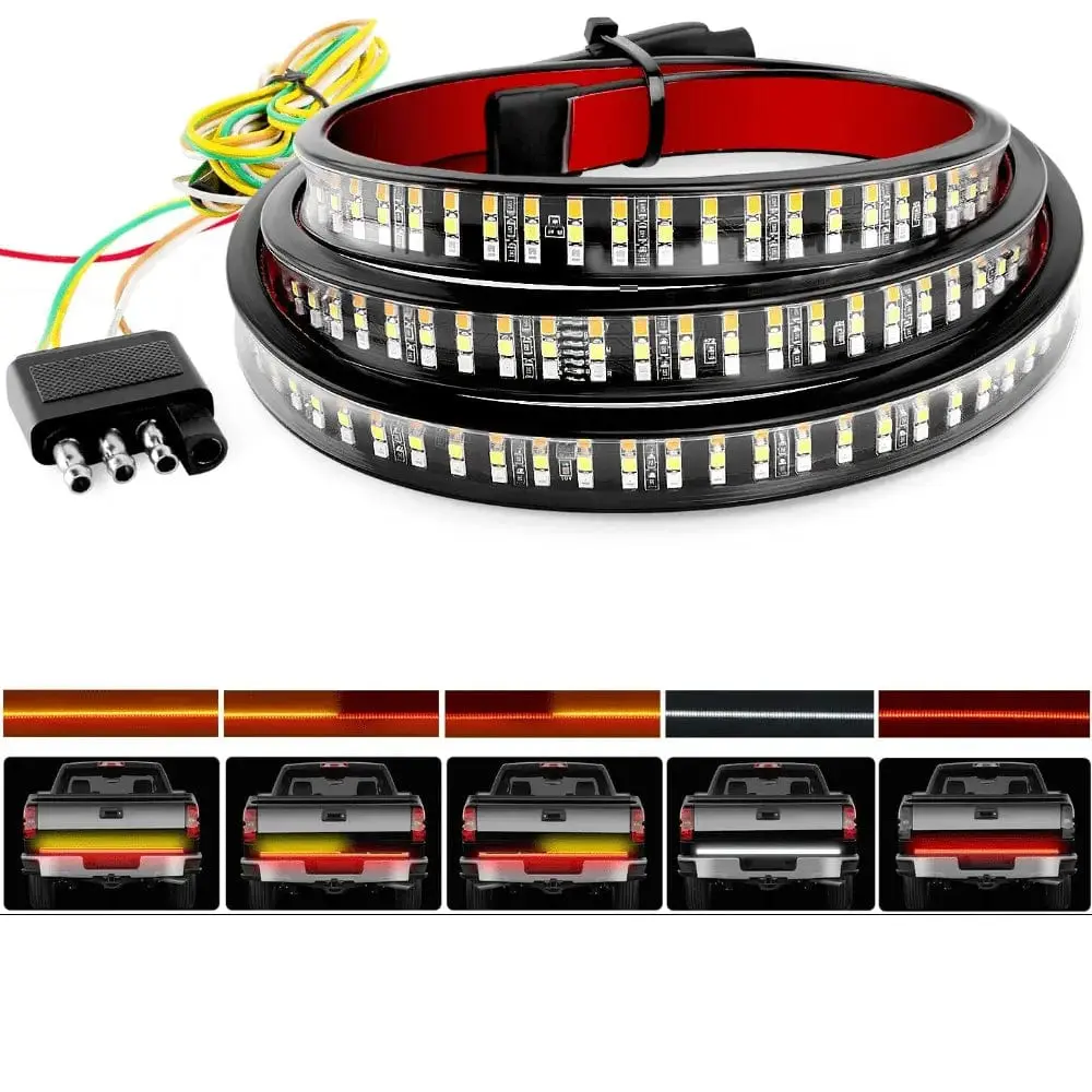 Nilight 60-Inch Triple Row LED Tailgate Light Strip with 504 LEDs, Amber-Red-White Colors, LED Lights for Home Improvement Lighting Needs
