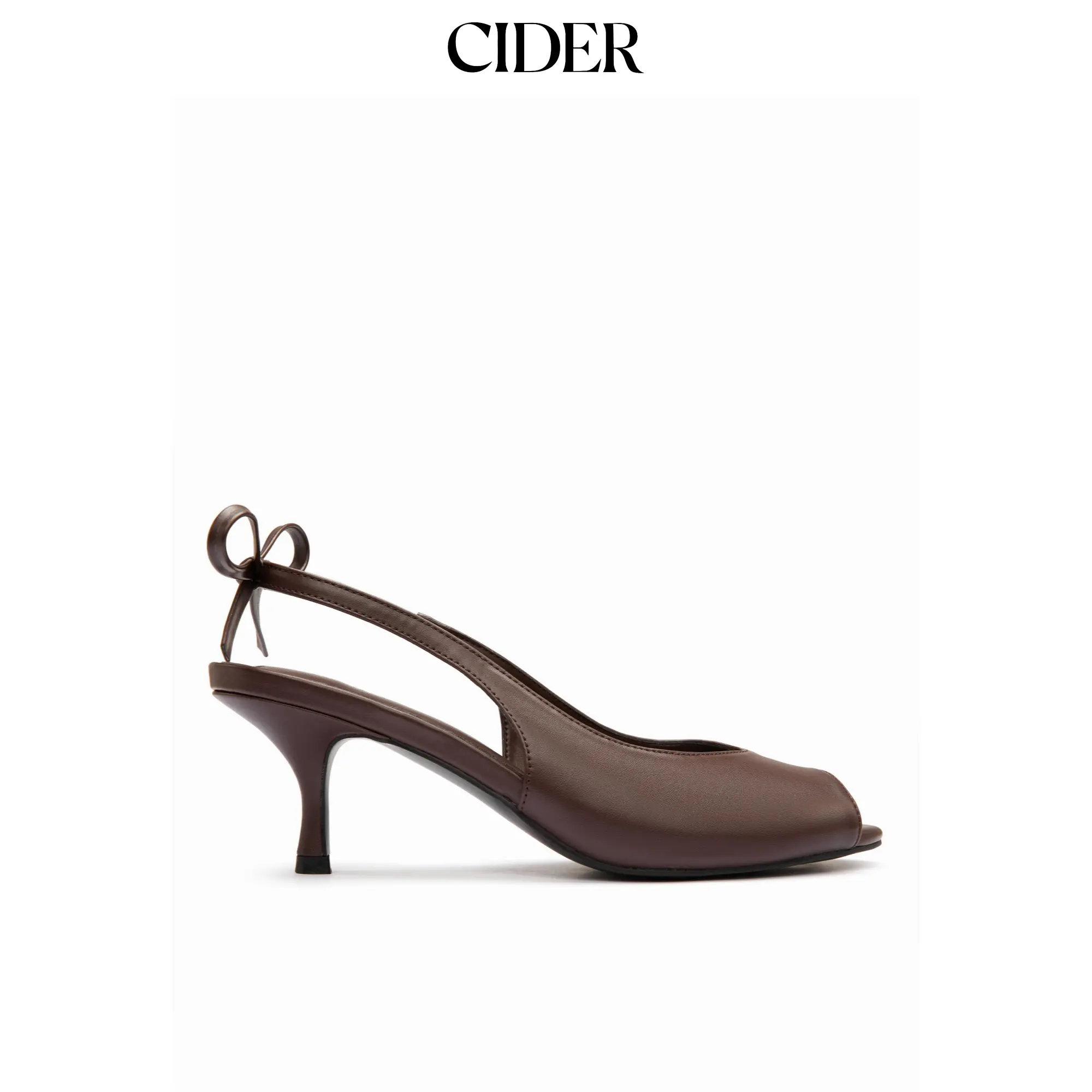 Cider OPEN-TOE BOWKNOT SLINGBACK KITTEN HEELS SohoChic