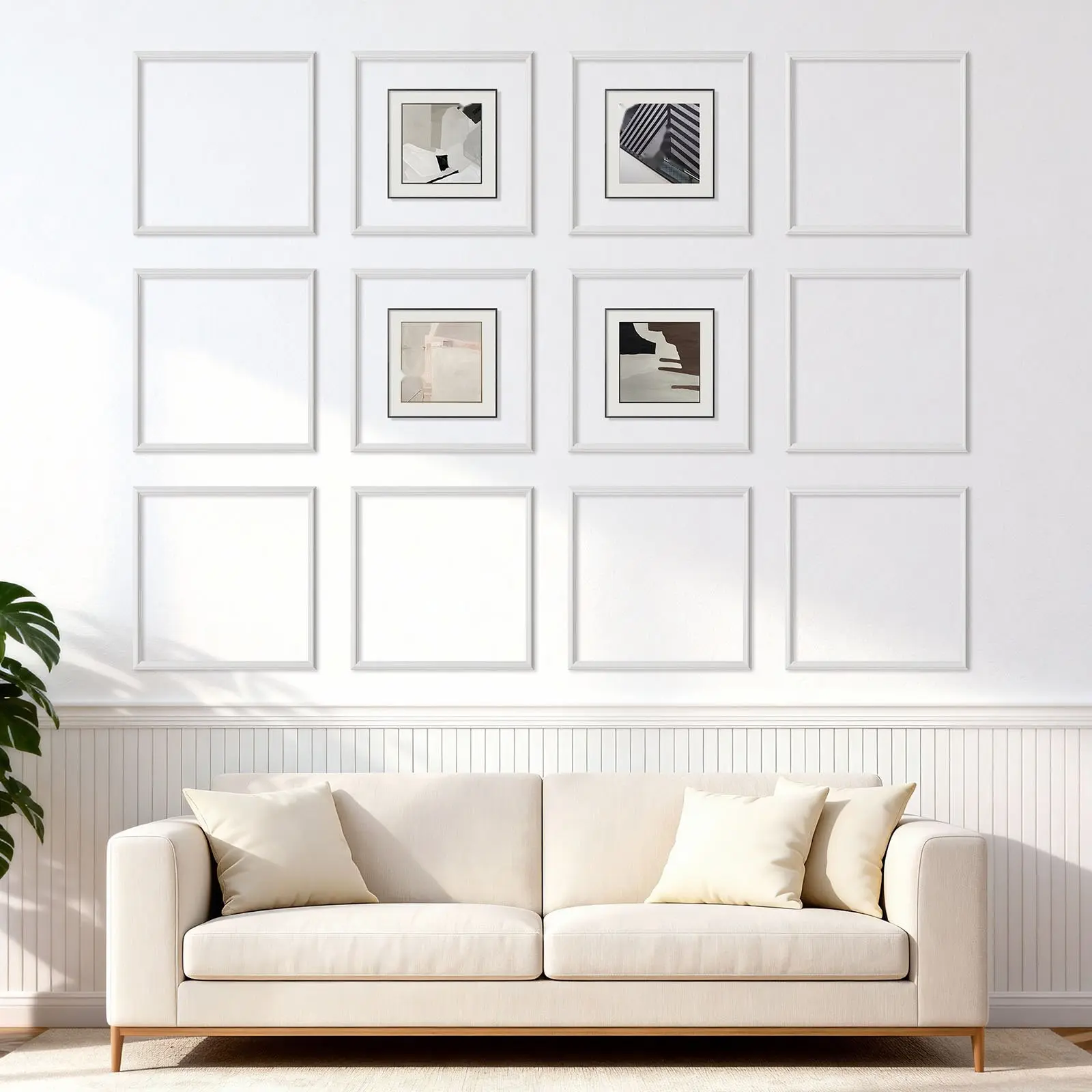 Wall Molding 12 Pack 20 X 20 Inch Wainscoting Panels Kit, Lightweight Paintable Polystyrene, Easy To Install, Waterproof Accent Wall Trim For Interior Decor In Living Room, Bedroom, Office, Hallway, Home, White